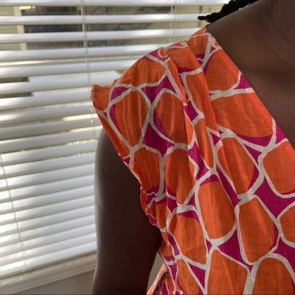 Revolve Diane Von Furstenberg DVF Orange Purple Giraffe Animal Print Wrap Dress - Picture 10 of 14